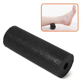 Mini fascia roller for self-massage, black foam roller, small, 15 x 5 cm, fascia roller, foot sole, black, small fitness roller for neck, back, spine, yoga, rehabilitation, pilates, massage roller