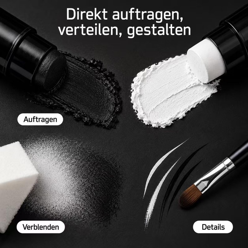 Halloween Make-Up Set Black White Theatre Makeup Sticks with Sponge
