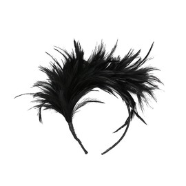 Lurrose Vintage Feather Fascinator Headband for Women Cocktail Party Black