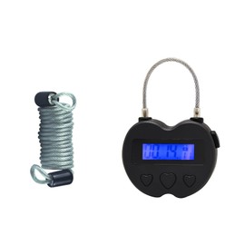 KENRONE Heart Metal Timer Lock, USB Rechargeable Timer Compact Padlock with 1m Spring Cord, Up to 99 Hours Timed Self-Regulation Anti-Addiction Timer Padlock (Black)