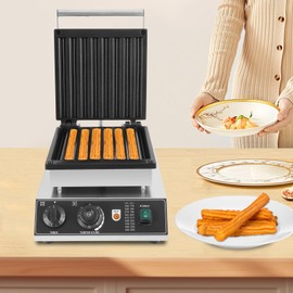 Churro Maker Machine, Stainless Steel Commercial Spanish Churros Maker 8 Pcs, 1750W Electric Nonstick Waffle Maker for Bakery, Restaurant