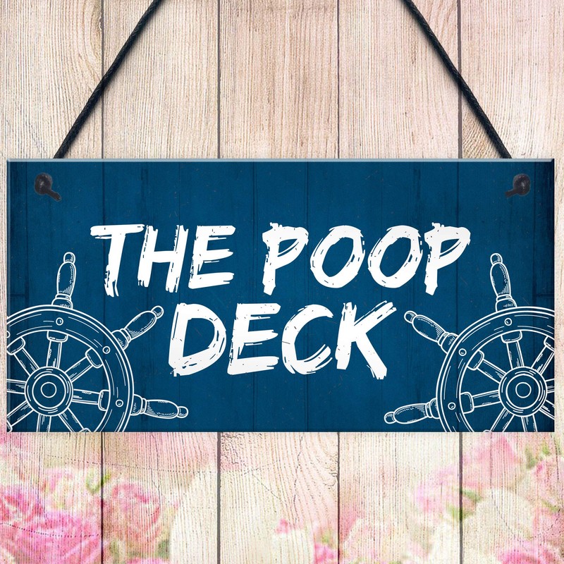 RED OCEAN Funny Nautical Theme Sign For Bathroom Toilet Loo