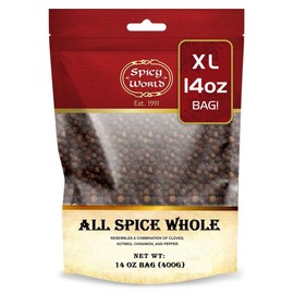 Spicy World Whole Allspice Berries 14 Oz Resealable Bag | All Spice Pimento Jamaica Pepper for Cooking & Seasoning | Versatile Berry for Curries, Soups and even Pastries