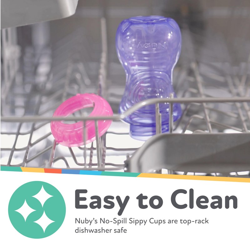Nuby No-Spill Soft Straw Easy Grip Sippy Cup for Girls