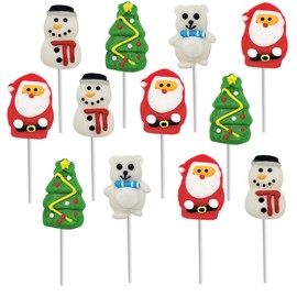 Fruidles 12-Pack Christmas Lollipop, Santa Clause, Christmas Tree, Candy Canes Lollipops, Individually Wrapped