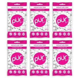 The PUR Company PUR Xylitol Chewing Gum, Pomegranate Mint, Sugar-Free & Keto Friendly, 55 Pieces