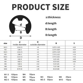 580 Pcs Circlips Assorted Sizes, E-Clips, External Retaining Ring E-Clips, Snap Opening Ring Circlips Kit, Carbon Steel E Clips Assortment Kits, C-Clips, M1.5-M10
