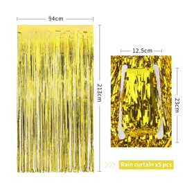 AIYONG Pack of 5 Champagne Gold Tinsel Curtain, Glitter Curtain Foils Fringe Background, Curtains Streamers Fringe for Party Decoration Birthday Decoration Wedding Christmas Stage Decoration