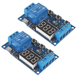 Coliao 2pcs DC 6-30V Timer Relay Programmable Time Delay Relay Module Cycle Timer with LED Display Support Micro USB 5V Power Supply, Smart Home Controller