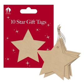 Tallon Festive Wonderland XA0180 Luxury Christmas Xmas Star Gift Tags, Kraft Brown - Pack of 10
