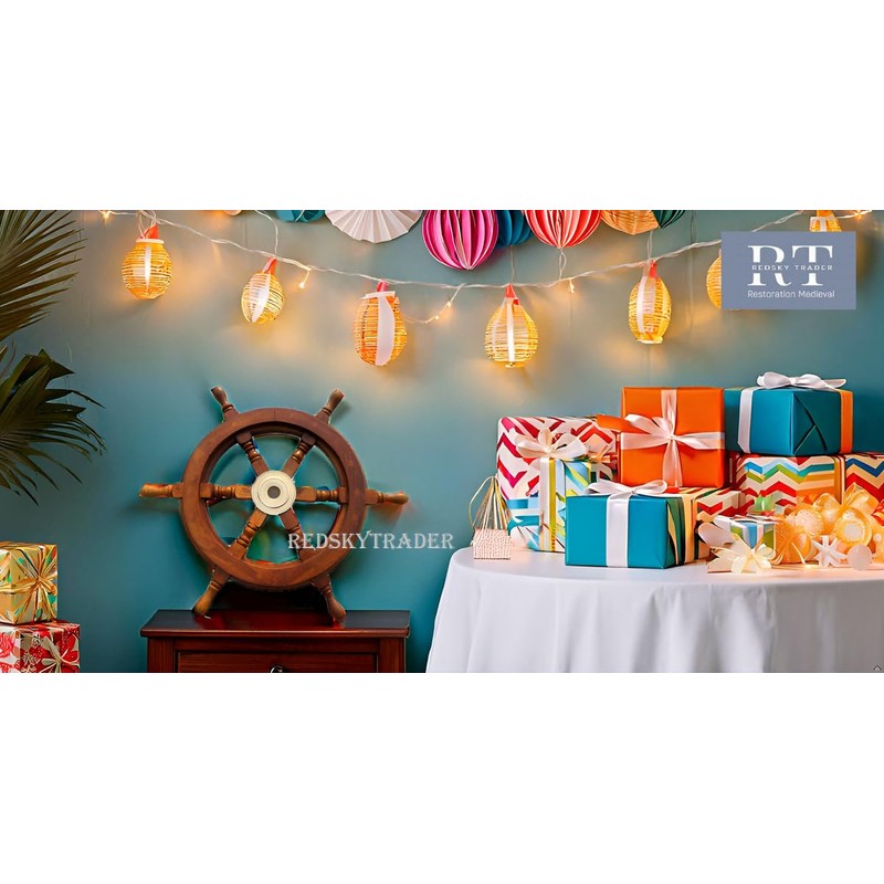 REDSKY TRADER Nautical Wooden Ship Wheel | Sailor's Ships Wheel