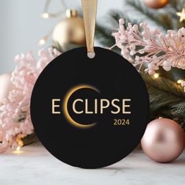 Solar Eclipse 2024 Christmas Ceramic Ornament, Total Solar Eclipse Ornament, Total Eclipse Ornament, Eclipse Keepsake, Christmas Tree