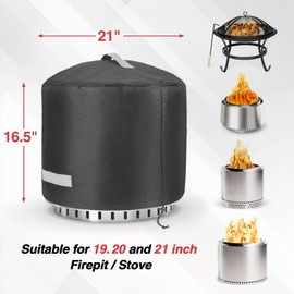 Fire Pit Cover for Solo Stove Bonfire, Waterproof & Resistant Round Cover for Solo Stove Bonfire Fire Pit and Accessories, Anti-UV&Tear Resistant-Fits for 19.2”-21” Gas Fire Pit, Solo Stove Cover