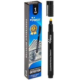 Perco Counterfeit Money Detector Pen - Easy to Use and Reliable Universal Currency Fake Bill Checker for Personal & Commercial Use - Ensures Authenticity & Prevents Fraud