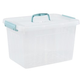 Pekky 12 Quart Plastic Lidded Storage Bin, Clear Latching Box with Handle, 1 Pack