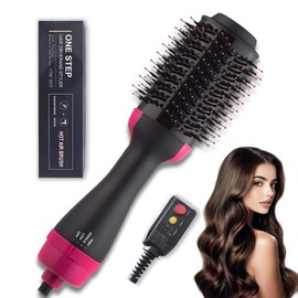 4-in-1 Hair Dryer Brush - Brush Blow Dryer Hot Air Styler for Frizz-Free Blowouts, Salon Volumizer & Straightener with ALCI Safety Plug, 3 Heat Settings