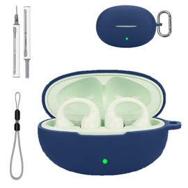 for Edifier LolliClip Case Cover with Cleaner Kit, Soft Skin Silicone Case Cover with Keychain and Lanyard，Full Protective Case for Men and Women-Blue