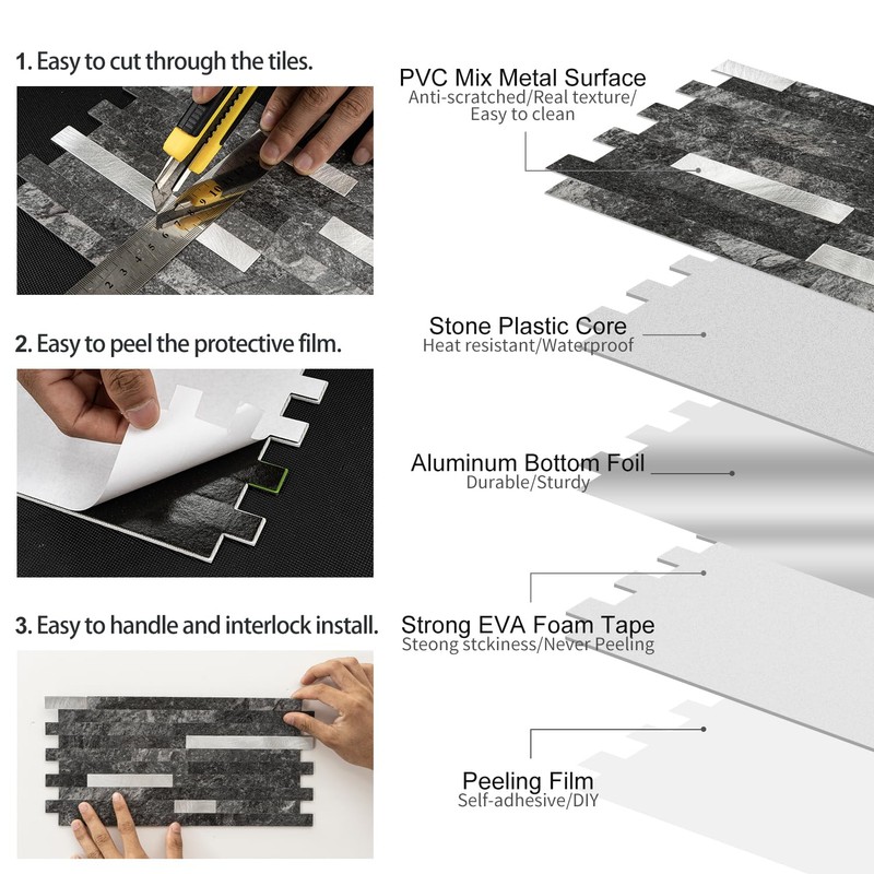 V-MOZZA Peel and Stick Backsplash, 20-Sheet Peel and Stick Tiles