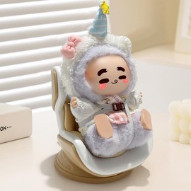 EHERDM Car Seat for Plush Dolls Removable Air Vent Clip Sofa for 3.94"-6.7" Plush Doll Creative Desktop Display Portable Toy Protector Chair Compatible with Various Autos Brown White