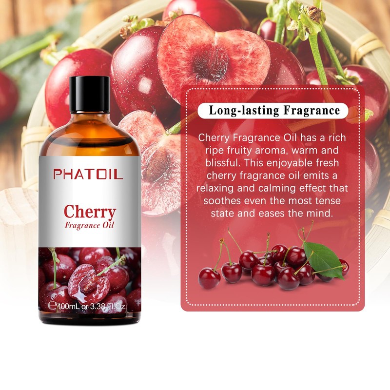 PHATOIL 3.38FL.OZ Cherry Fragrance Oils for Aromatherapy, Essential Oils for