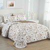 Drucon Khaki Floral Quilt Set King Size 3 Pieces Botanical