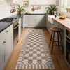 GarveeHome 2×6 Kitchen Runner Rug Non Slip Brown Checkered Rug,Washable