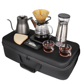 SOTECH Electric Coffee Maker Set with Electric Grinder Glass Dripper Server Steel Kettle Filter Paper Travel Bag for Outdoor Travel BBQ Picnic