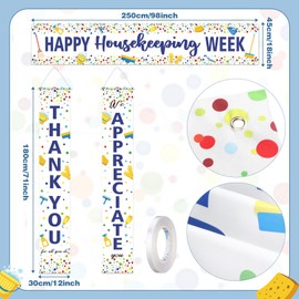 Tingjoo 3 Pcs Happy Housekeeping WeekBanner Thank for All You Do We Appreciate You Banner for Custodial Staff Housekeeper EVS Nurse Veterans