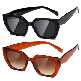 kimorn Sunglasses for Women Men Trendy Retro Trendy Sun Glasses 90’s Vintage Y2K Oversize Square Frame Shades Sunnies K1354 (Black+Amber Frame Gradient Brown Lens)