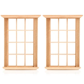 YARNOW 8 Pcs Mini Dollhouse Windows 1/12 Scale - Wooden Window Frames for Crafts DIY Doll House Decoration - Miniature Dollhouse Furniture Accessories