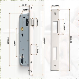 Bwintech 2 Pcs Stainless Steel 9240 Mortice Lock, 92MM Center 40MM Backset Lock Body, Satin Nickel Frame Door Lock for Internal and External Doors