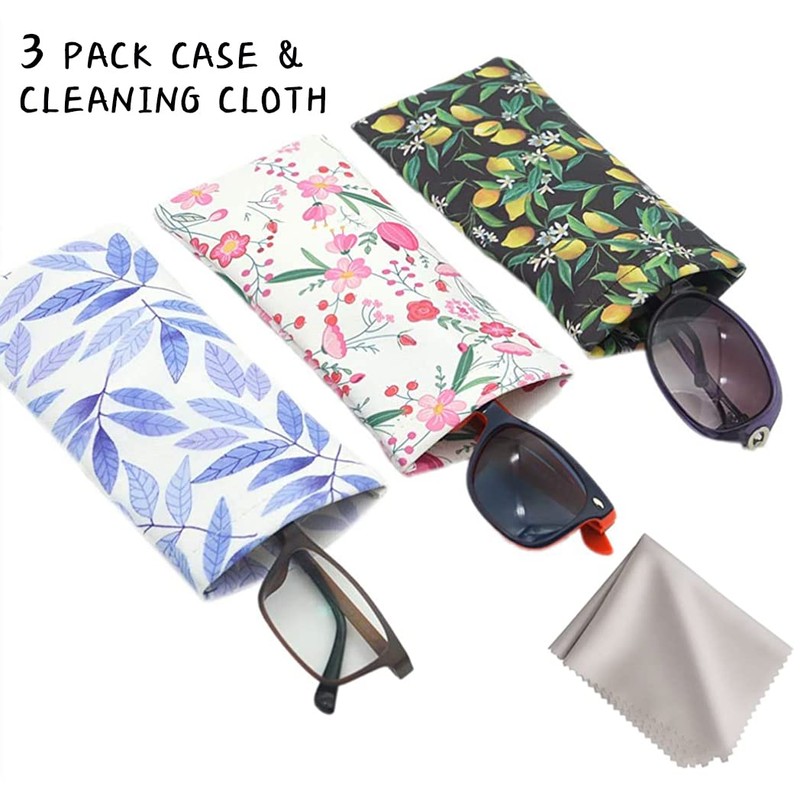 WOW DING 3 PACK Sunglasses Case, Eyeglasses Pouch for Women,