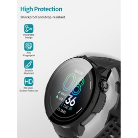 2pack Case for COROS PACE Pro GPS Sport Watch,NOUKAJU Protective Case,Built-in 9H Tempered Glass Film,Hard PC,Easy to Install,Drop-Proof,Scratch-Proof,Protective Cover for COROS PACE Pro(Black+Clear)