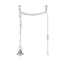 Aspen Creative 21051-21,Indoor Swag Kit, 15' SPT-2 Silver Wire w/in-Line Switch&10' Steel Chain. Socket Cup:3-1/2" W x 1-15/16" H. Suitable:16" D. to 18" D. Pendant Shade. Satin Nickel.1 Pack