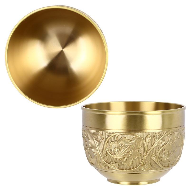 Brass Tea Cup Exquisite Embossed Patterns Retro European Small Coffee
