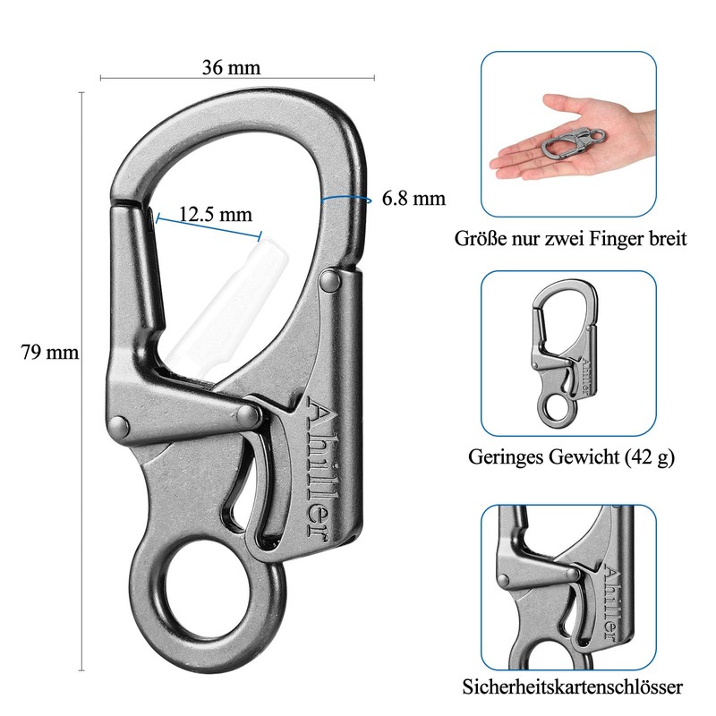 Carabiner, Double Anti-Error Locking, 7.5 cm Alloy Small Carabiner Hook