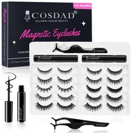 Upgraded Magnetic Eyelashes with Eyeliner Kit - 8D 3D Reusable Lashes with Applicator - Natural Look, No Glue Needed, Waterproof & Long Lasting