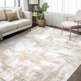 Dotiiorug Modern Abstract Washable Area Rug for Living Room,Low Pile 5x7 Non Slip Carpet Non-Shedding Area Rug Soft Indoor Stain Resistant Rug Beige