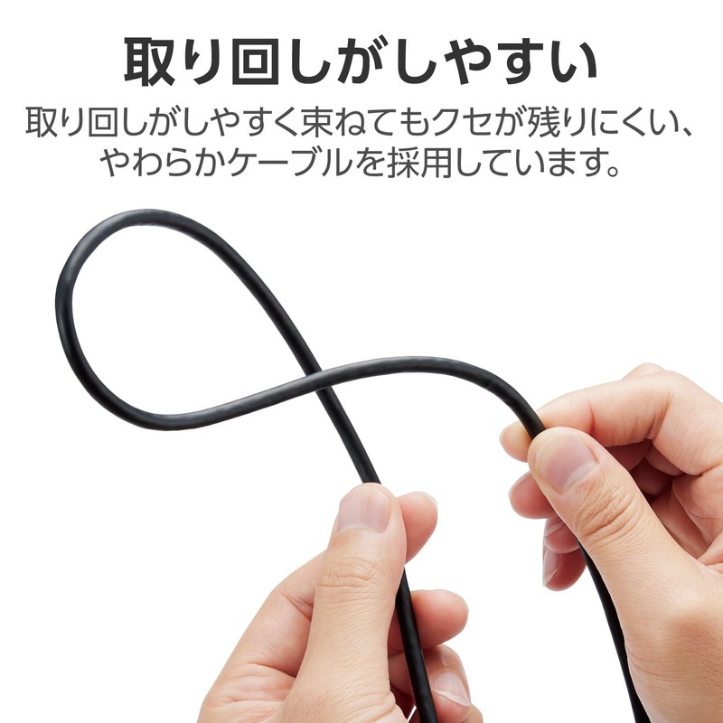 Elecom CAC-HD14EYR15BK HDMI Cable, 3.9 ft (1.5 m), L Shape,