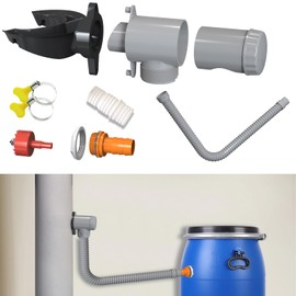 Rainwater Collector, Rain Collector for Downpipes (for Downpipes 70-100 mm), Rainwater Collector for Rain Butts, for Roof Surfaces up to 80 m² with Mounting Accessories