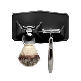 TOOLETRIES The Maverick Silicone Razor & Brush Holder Holder - The Best Safety Razor Stand. This Will Prolong The Life of Your Shaving Brush - Charcoal