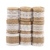 Naler Burlap Ribbon Roll with White Lace Trims Tape for