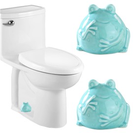 Ceramic Frog Toilet Bolt Covers Decorative, Set of 2 Tall Toilet Bolt Caps,Cute Frog Toilet Screw Cover Caps, Toilet Caps for Bottom of Toilet for Bathroom Decor, Easy to Install (Sky Blue)