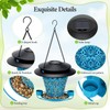 Solar Bird Feeders for Outside Hanging Metal Wild Bird Feeder