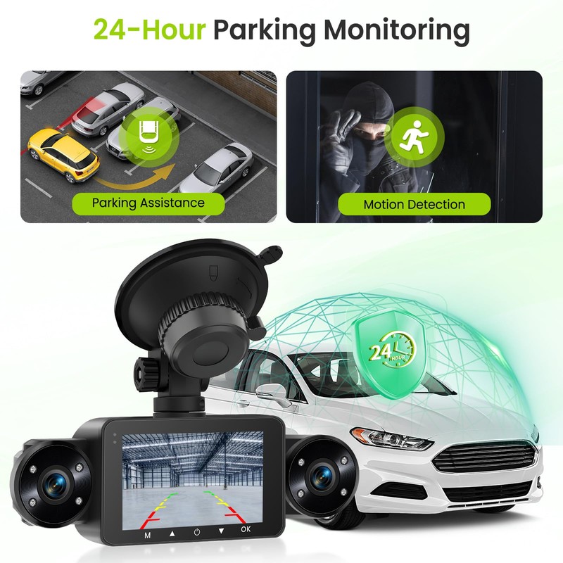 Hodozzy 1080p 4 Channel Car Dashcam, 360° Dash Camera Front