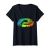 Womens BAUMKUCHEN Rainbow Retro Colorful V-Neck T-Shirt