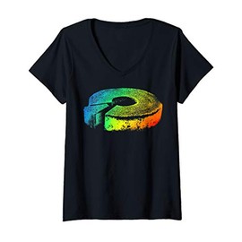 Womens BAUMKUCHEN Rainbow Retro Colorful V-Neck T-Shirt