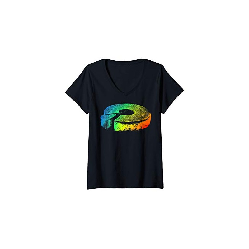 Womens BAUMKUCHEN Rainbow Retro Colorful V-Neck T-Shirt
