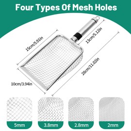 RANJIMA 4 Stück Gartensieb Edelstahl Kompostsieb mit Griff, Gartensieb Erde, Sandsieb, Siebeinsätze Ø 2,2,8,3,8,5 mm Masche, Siebschaufel für Erde, Steine, Kompost, Unkraut, Sand, Schotter und Saatgut