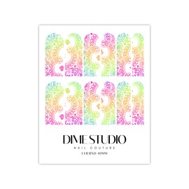 Rainbow Ombre Bandana Nail Decals Waterslide Clear Overlay Paisley Nail Art Manicure Accessories (40MM Medium)